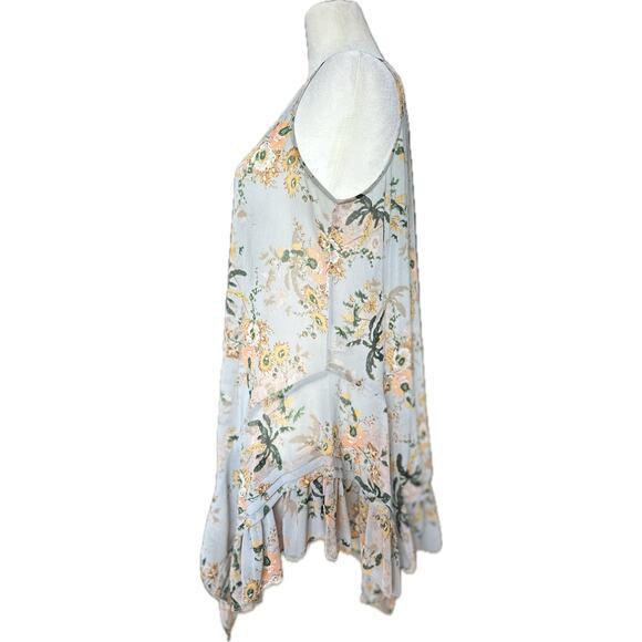 Maeve Anthropologie Magda Ruffle Floral Printed Sheer‎ Tunic Blouse Size Small - Picture 3 of 8